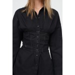 Black denim shirt with corset